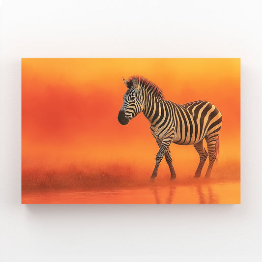 Orange Zebra Artwork – styled in a furnished interior