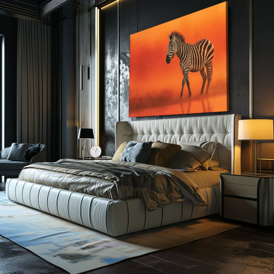 Orange Zebra Artwork – styled in a furnished interior
