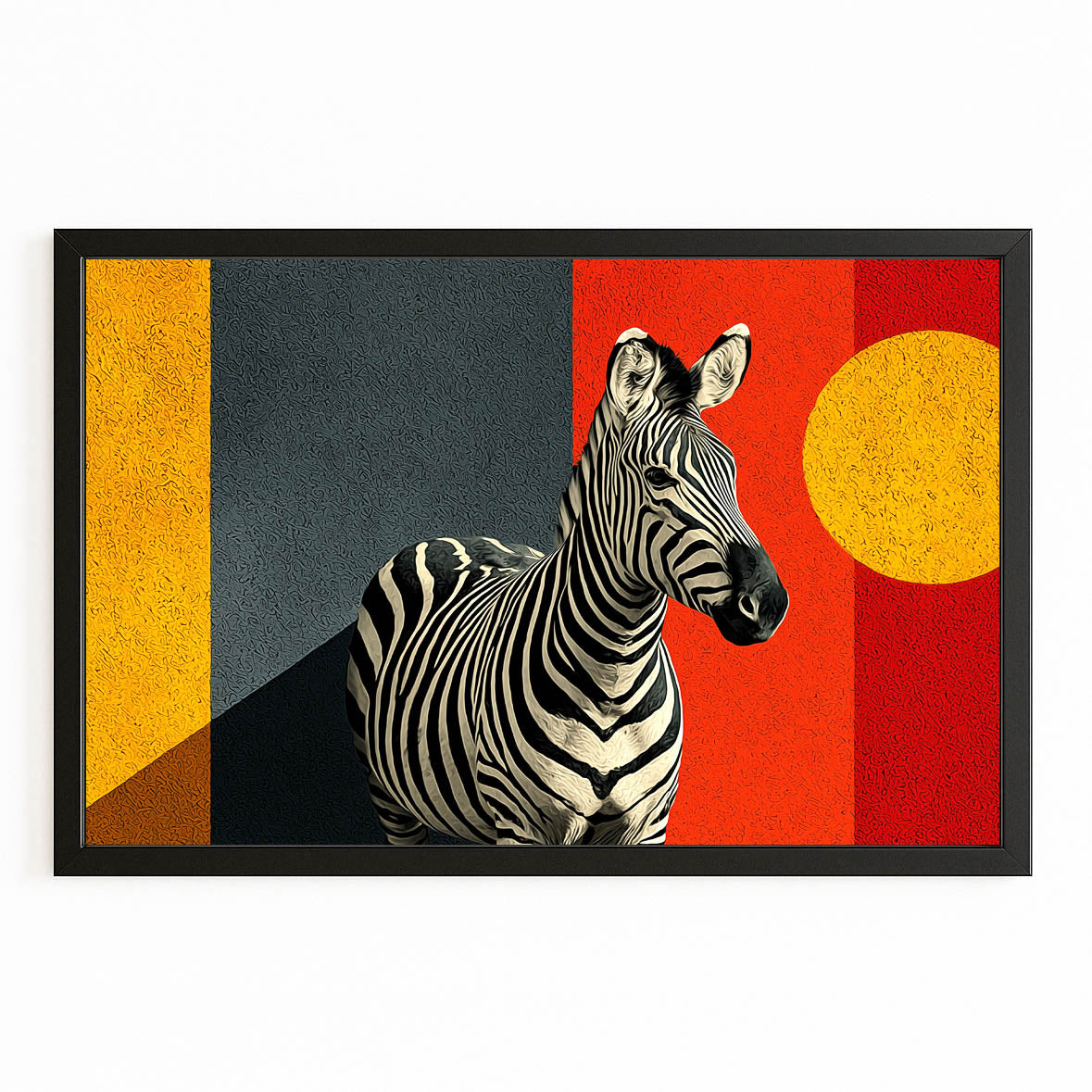 Orange Zebra Canvas Art – with Premium Black frame on white background
