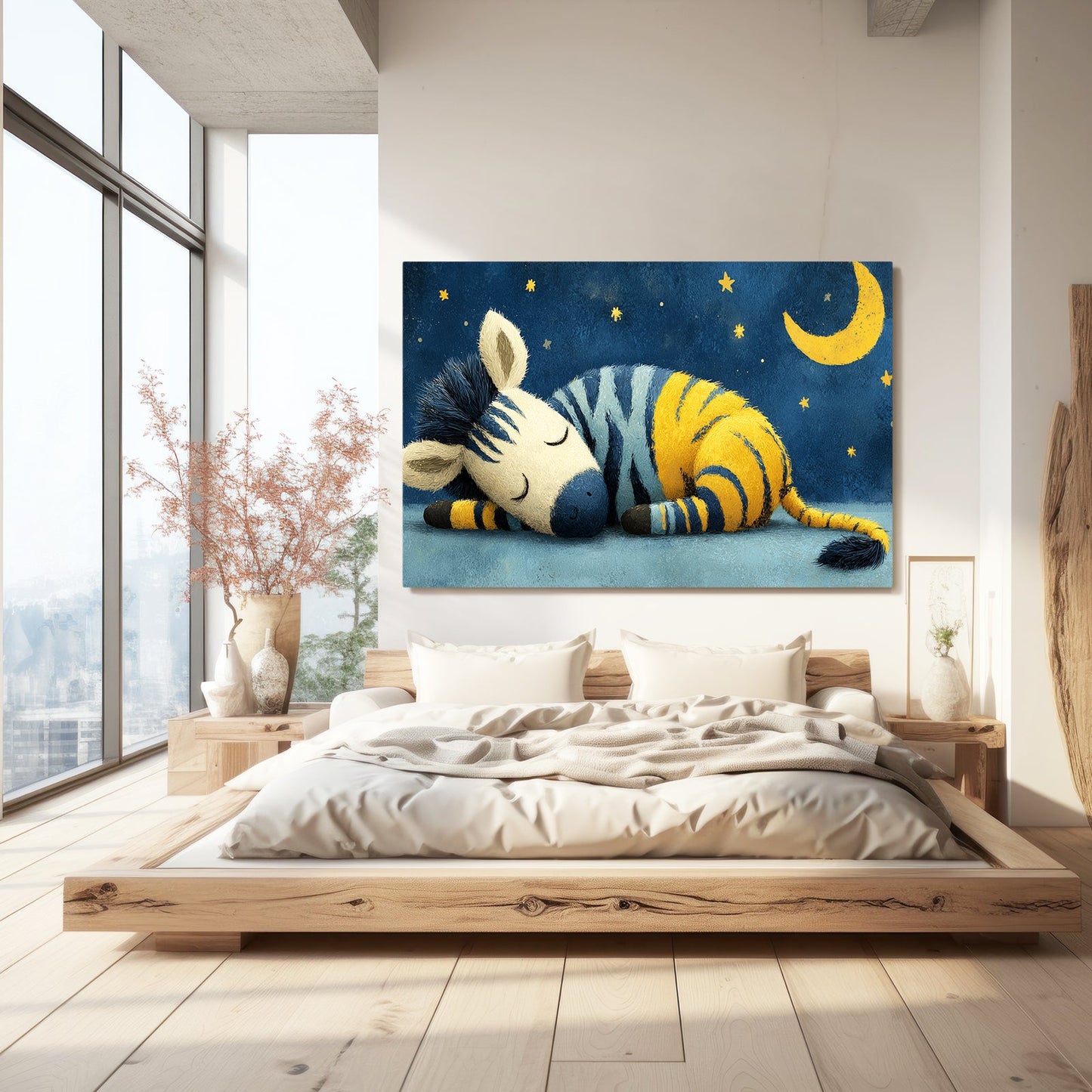 Orange Zebra Prints – styled in a furnished interior