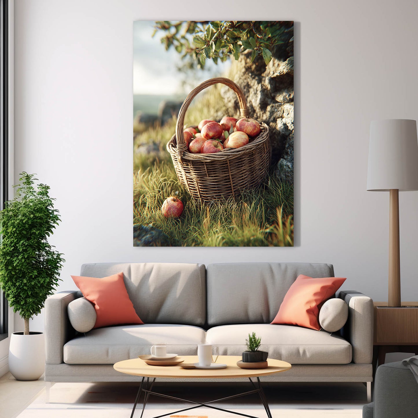 Orchard Basket Harvest Apple Canvas – styled in a furnished interior