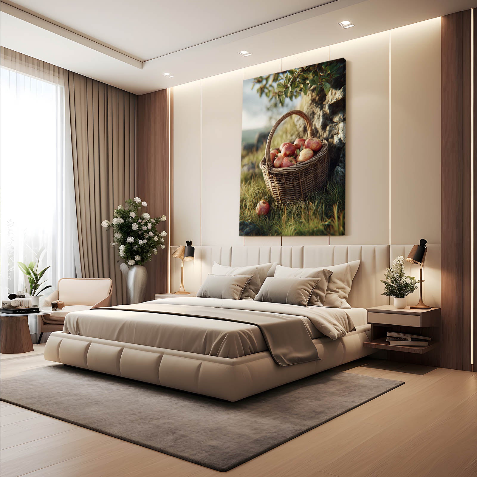 Orchard Basket Harvest Apple Canvas – styled in a furnished interior