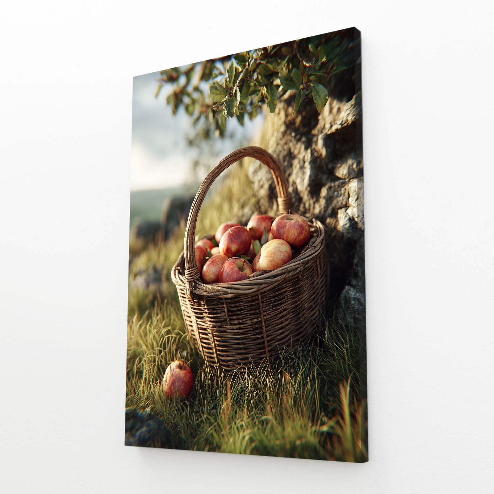 Orchard Basket Harvest Apple Canvas – angled canvas view on white background