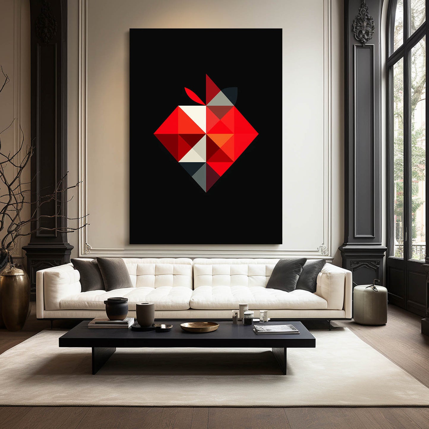 Origami Facet Apple Wall Decor – styled in a furnished interior