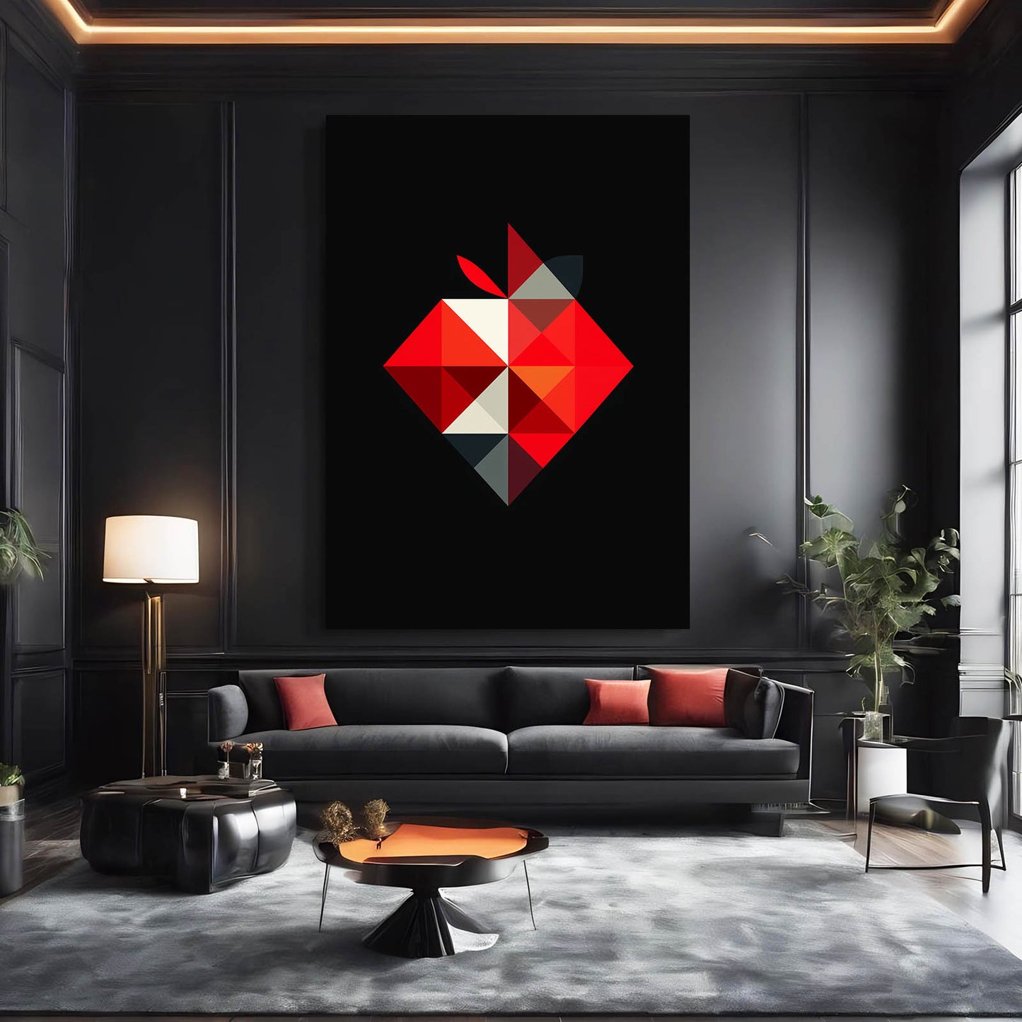 Origami Facet Apple Wall Decor – styled in a furnished interior