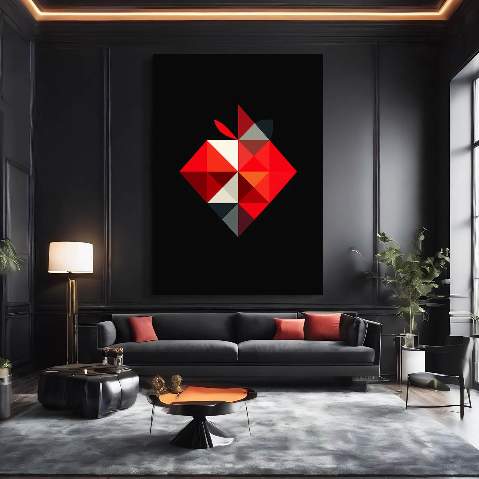 Origami Facet Apple Wall Decor – styled in a furnished interior