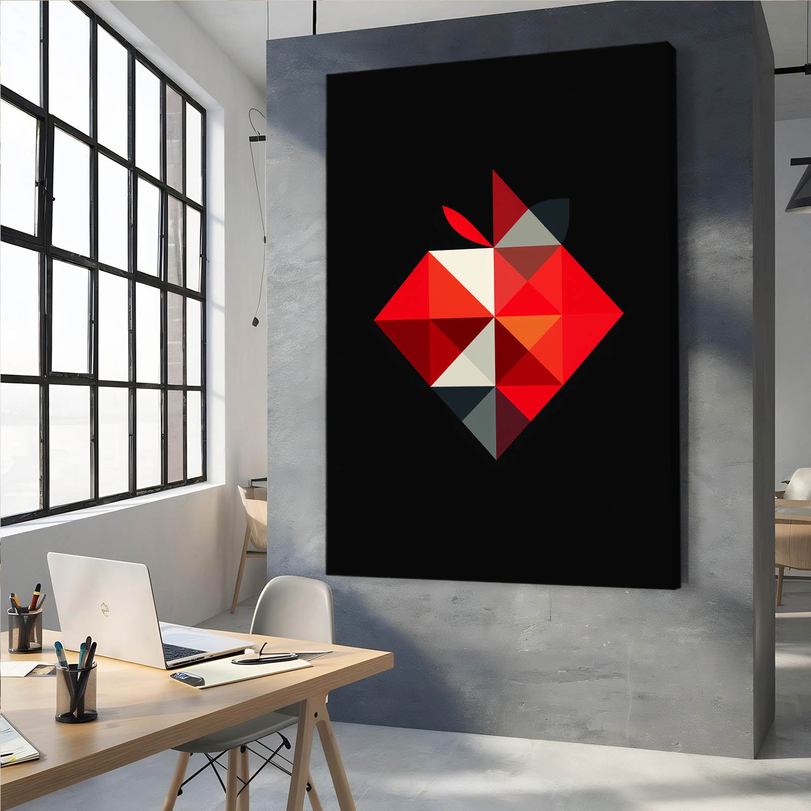 Origami Facet Apple Wall Decor – styled in a furnished interior