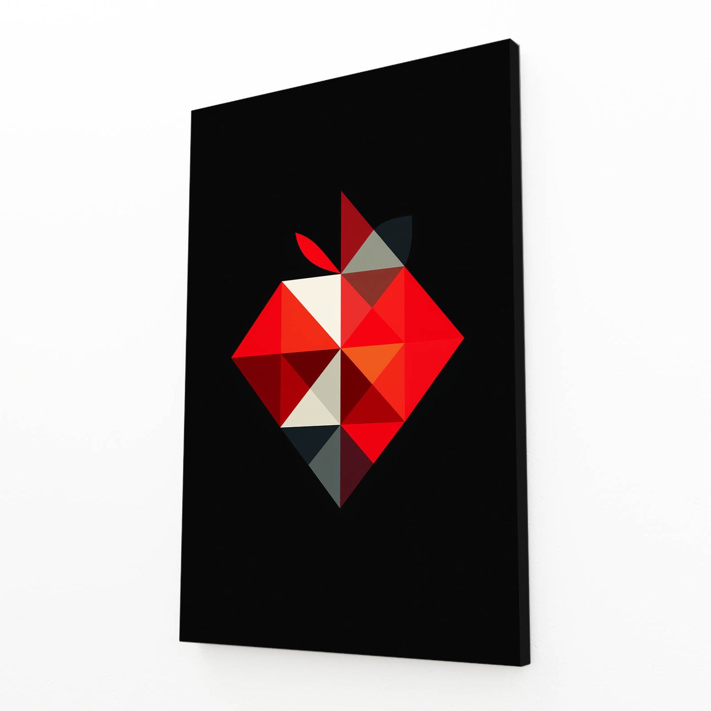 Origami Facet Apple Wall Decor – angled canvas view on white background