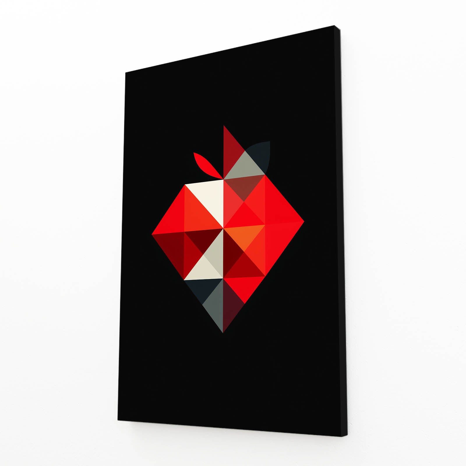 Origami Facet Apple Wall Decor – angled canvas view on white background