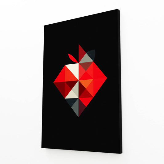 Origami Facet Apple Wall Decor – angled canvas view on white background