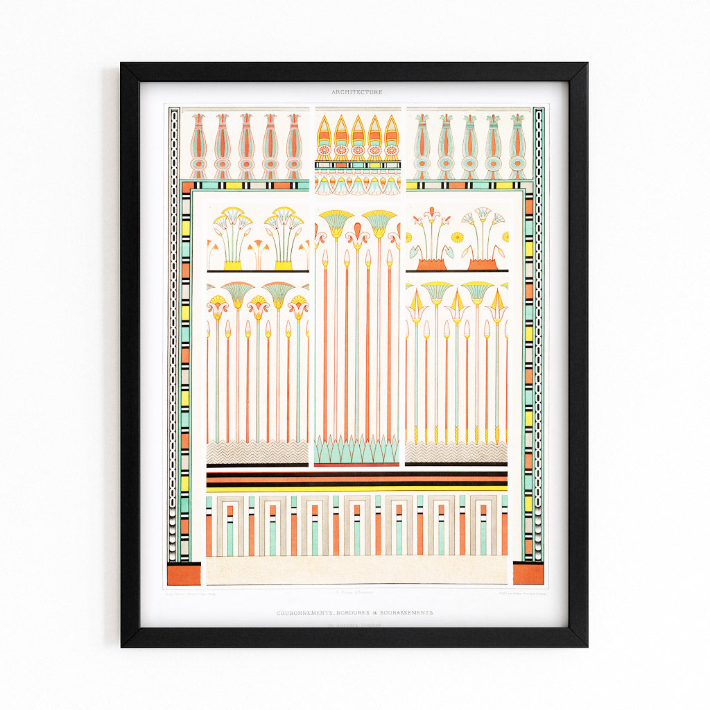 Ornamental Border Pattern Egyptian Art – with Premium Black frame on white background