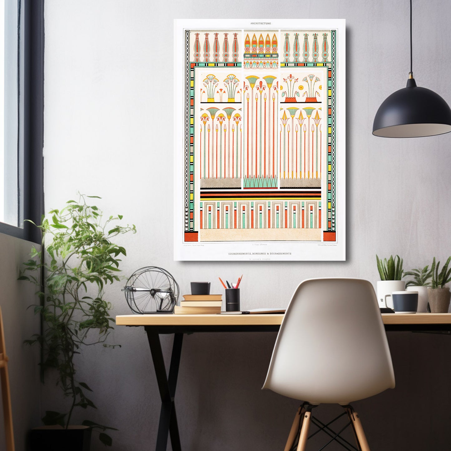 Ornamental Border Pattern Egyptian Art – styled in a furnished interior