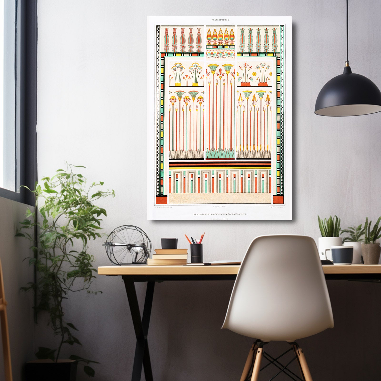 Ornamental Border Pattern Egyptian Art – styled in a furnished interior