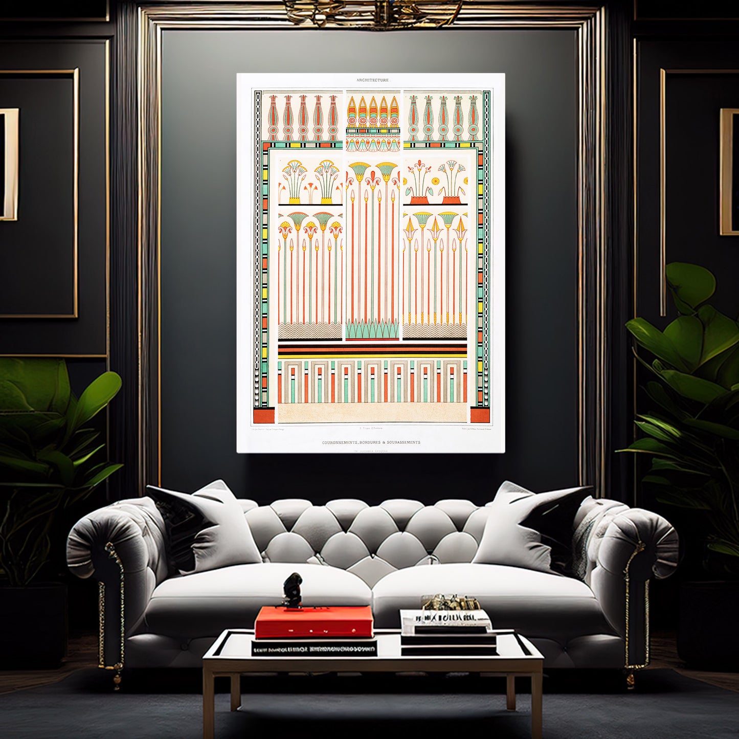 Ornamental Border Pattern Egyptian Art – styled in a furnished interior