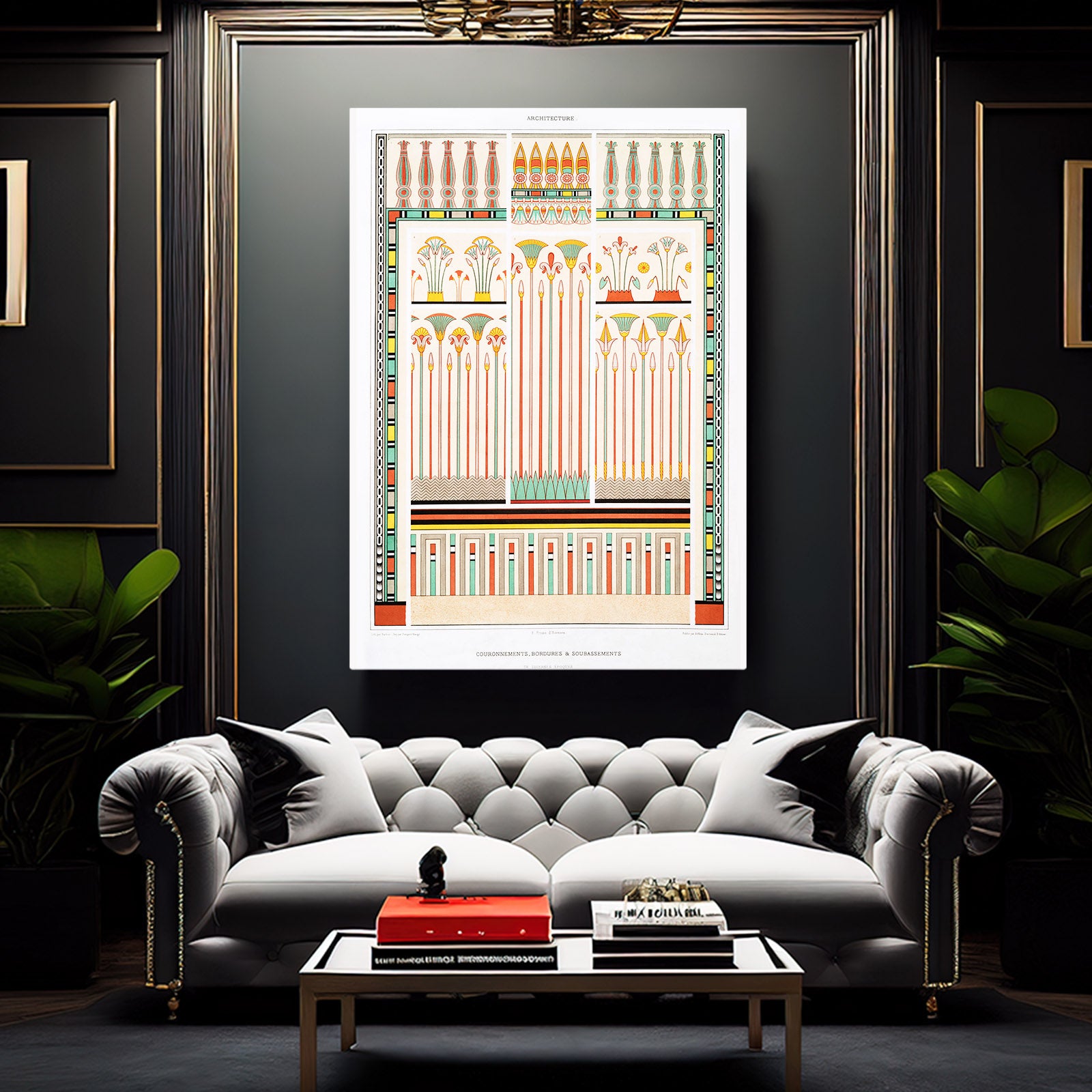 Ornamental Border Pattern Egyptian Art – styled in a furnished interior