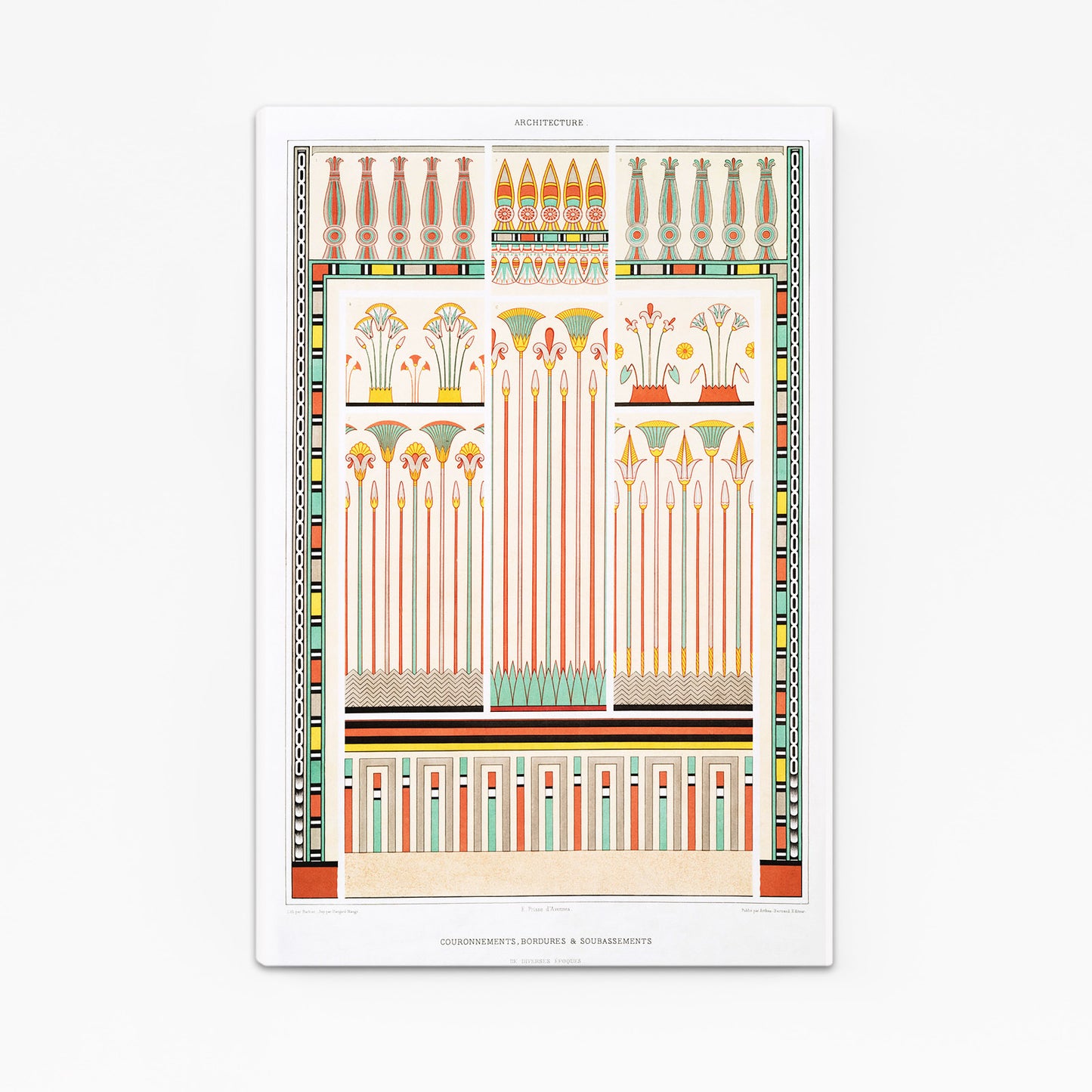 Ornamental Border Pattern Egyptian Art – angled canvas view on white background