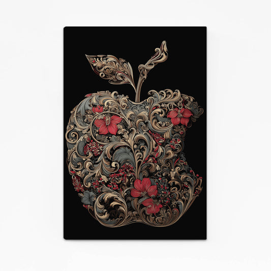 Ornate Floral Silhouette Apple Canvas – ornate floral silhouette apple canvas print