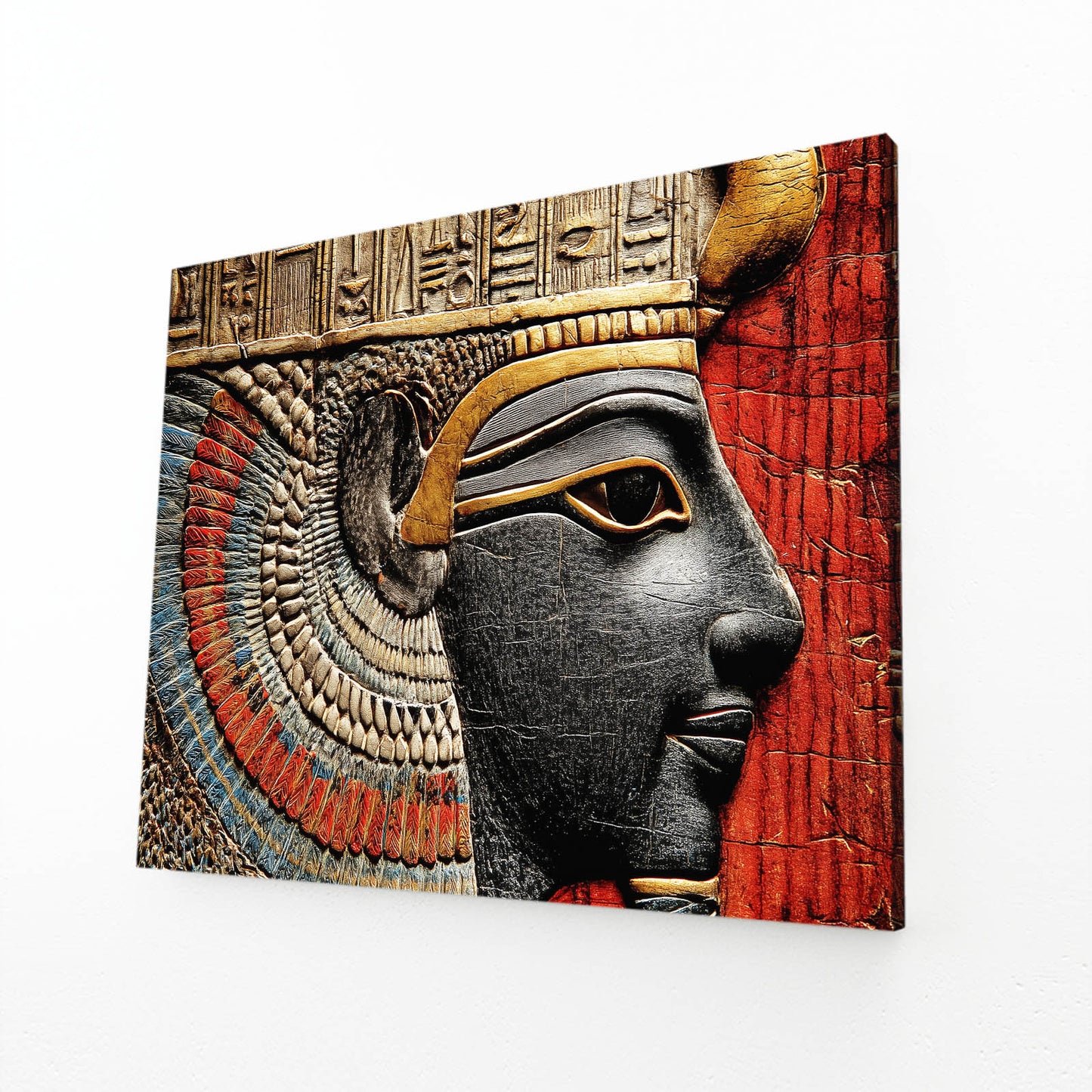 Ornate Goddess Profile Egyptian Canvas – angled canvas view on white background