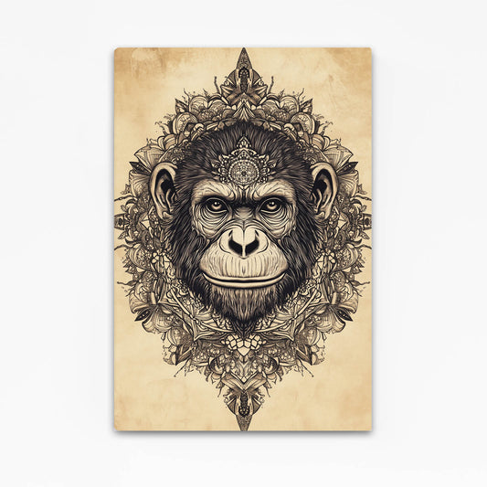 Ornate Mandala Crest Monkey Wall Art – ornate mandala crest monkey canvas print