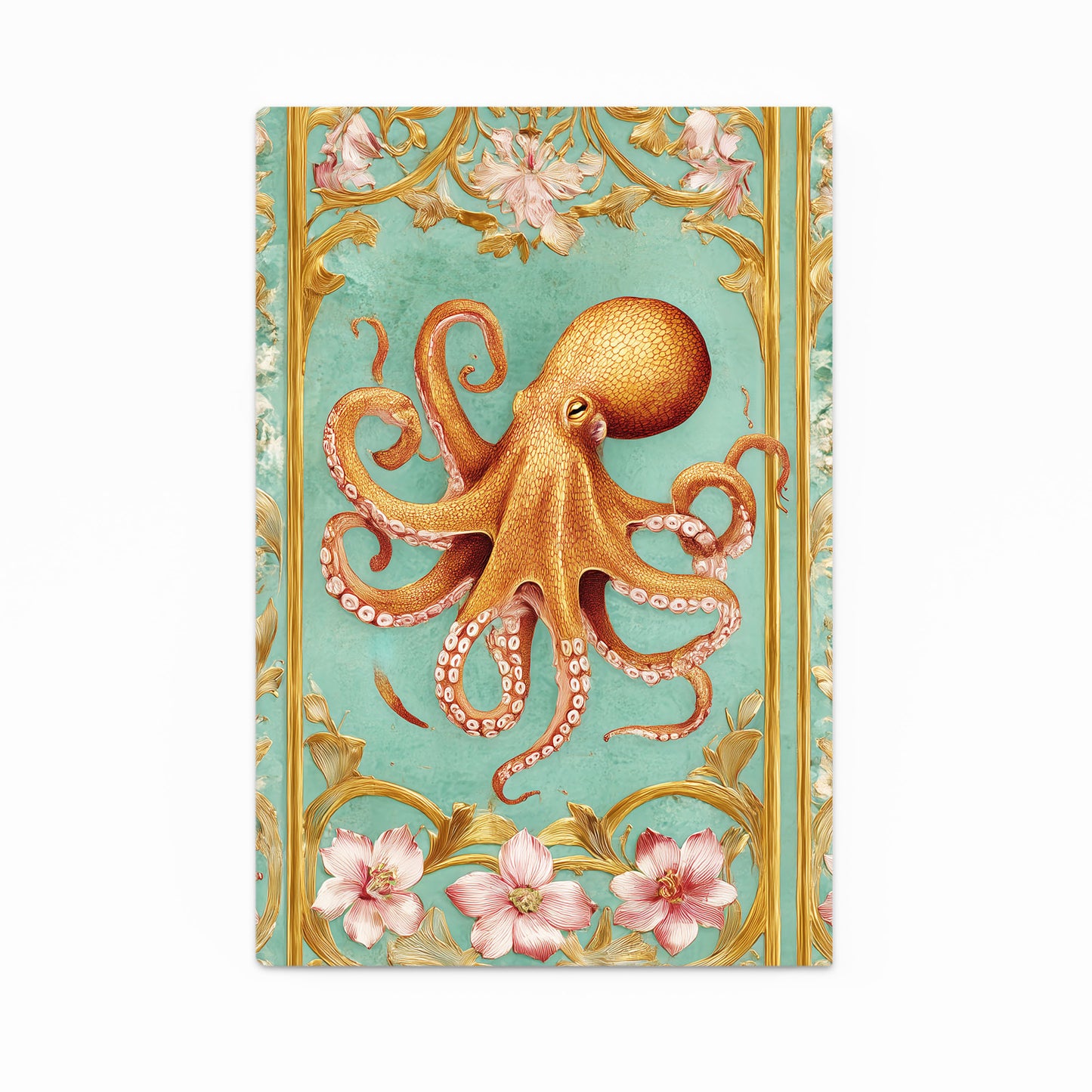 Ornate Mint Panel Octopus Art – ornate mint panel octopus canvas print