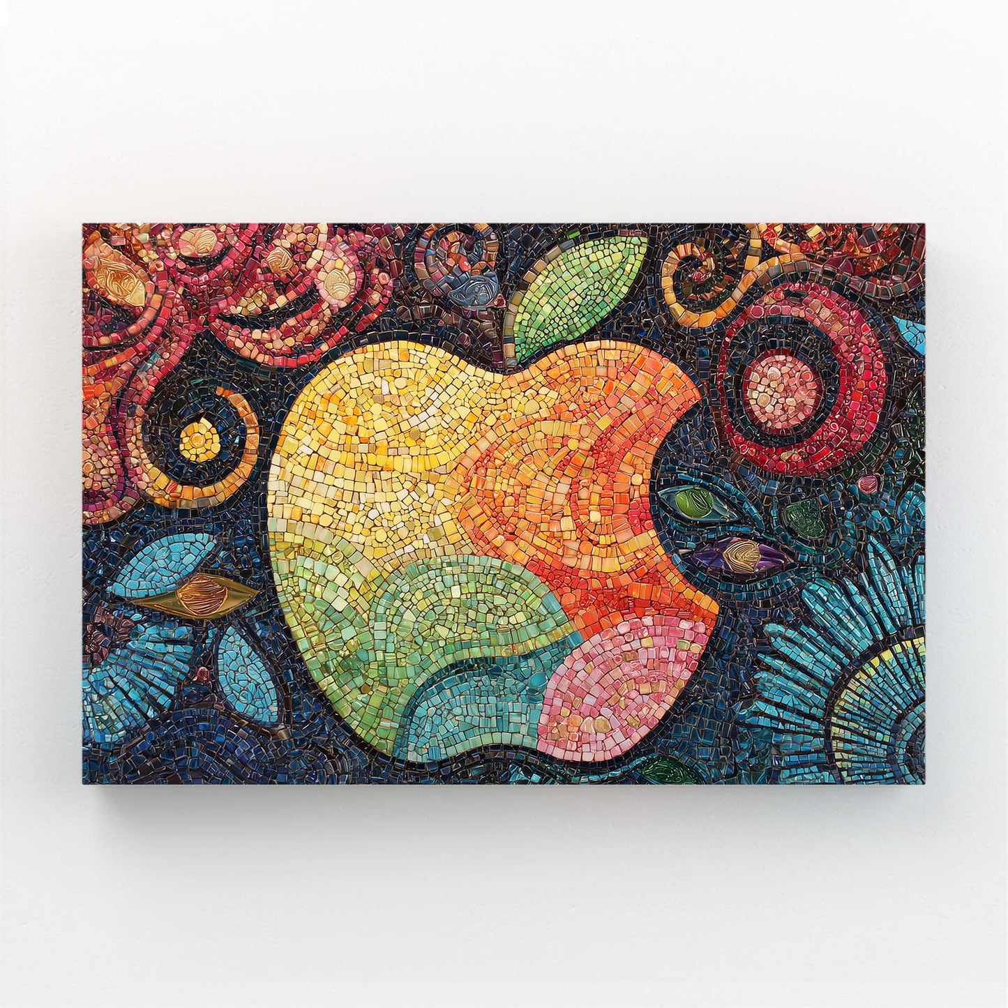 Ornate Mosaic Logo Apple Art – ornate mosaic logo apple canvas print