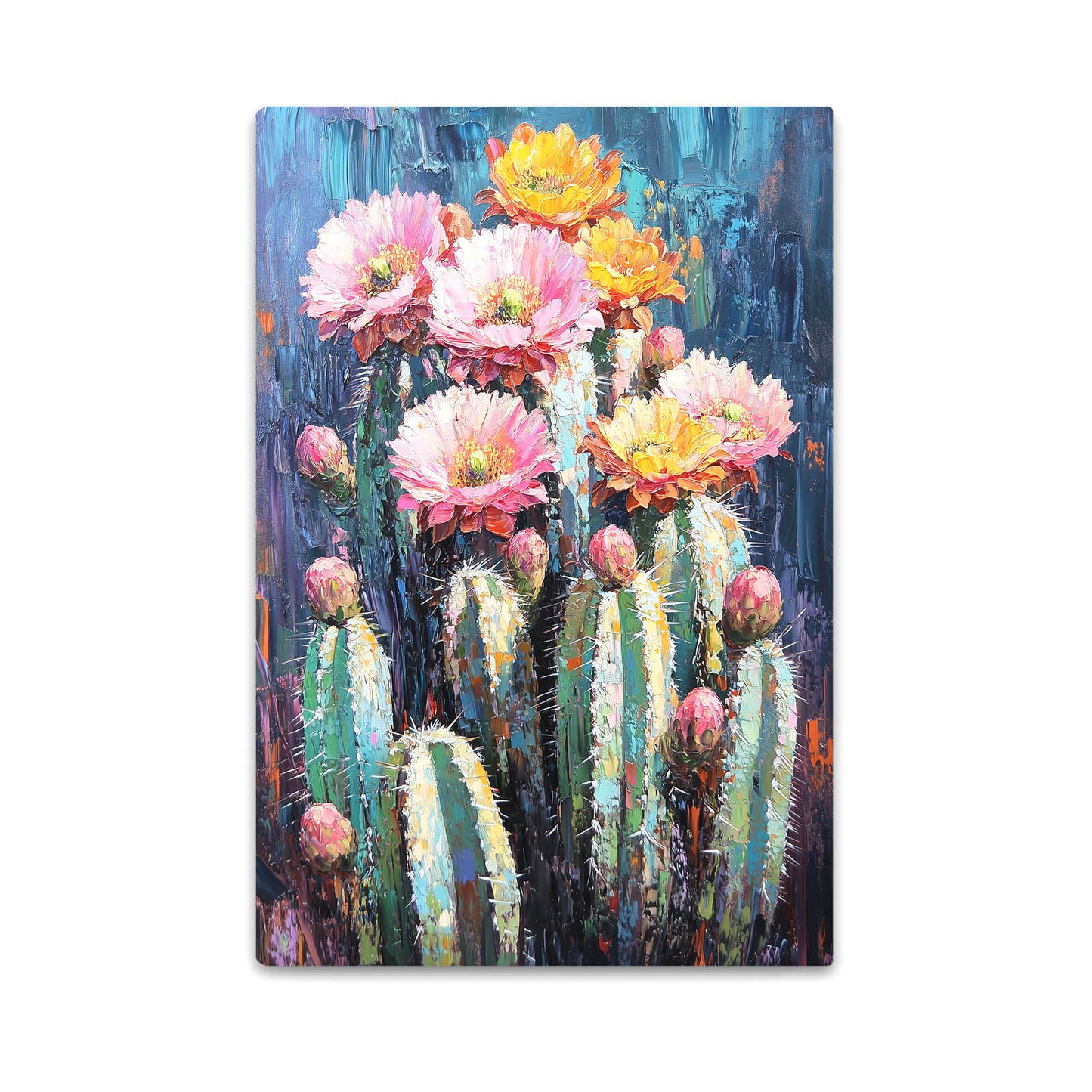 Painted Bloom Cluster Cactus Canvas Art – painted bloom cluster cactus canvas print