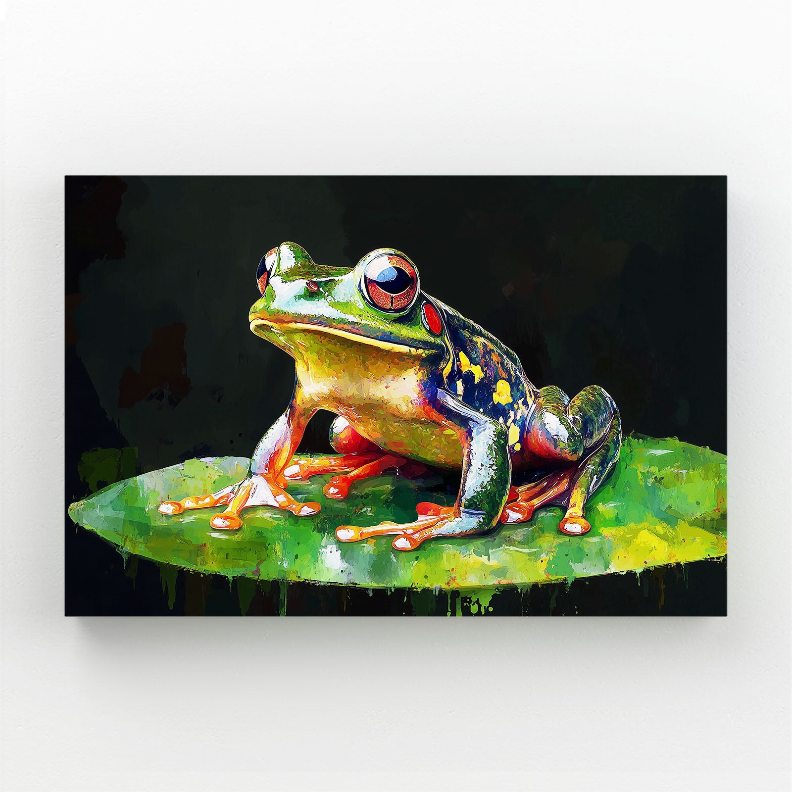Painterly Lily Frog Canvas – painterly lily frog frog canvas print