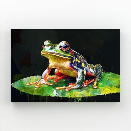 Painterly Lily Frog Canvas – painterly lily frog frog canvas print