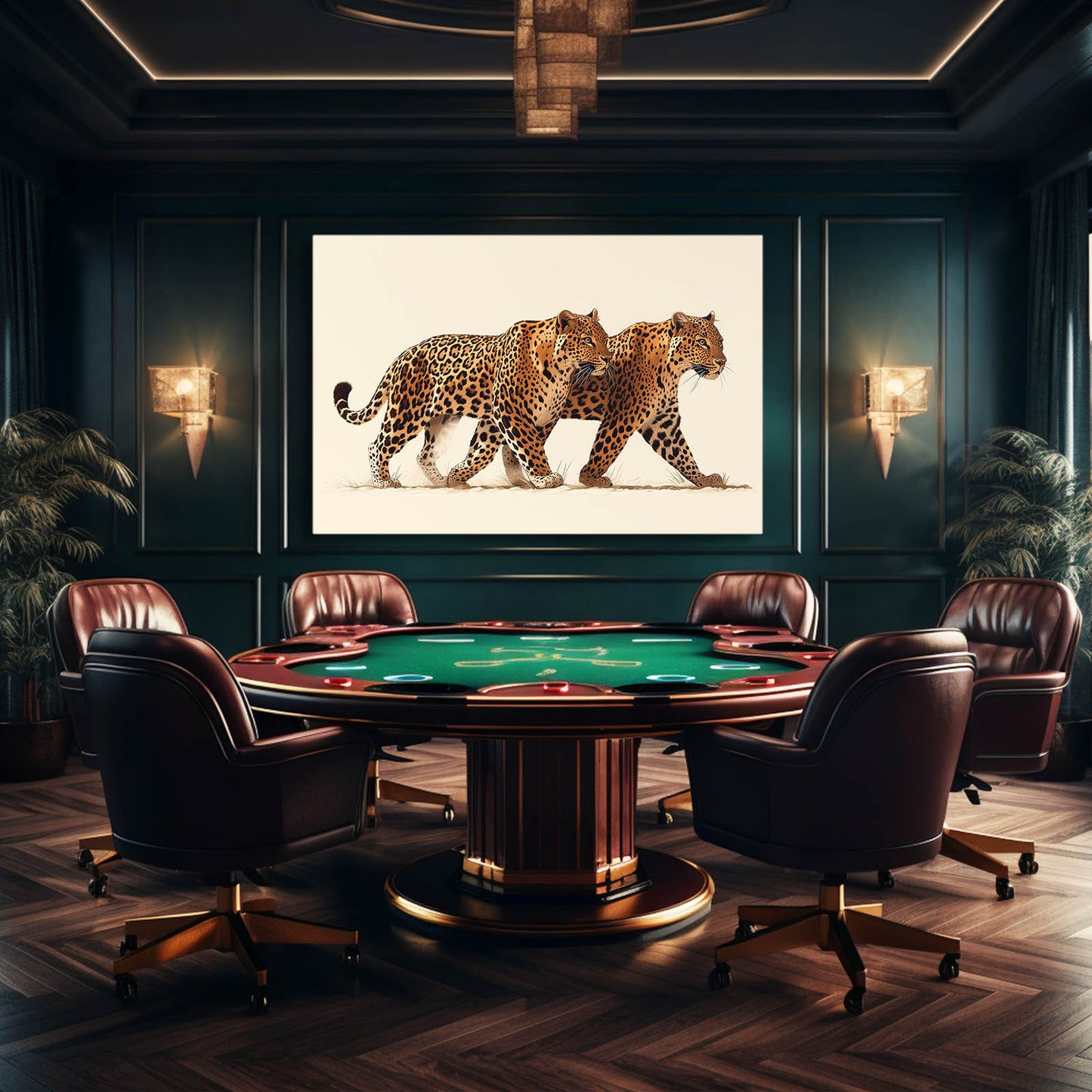 Pair On The Move Leopard Prints – styled in a furnished interior