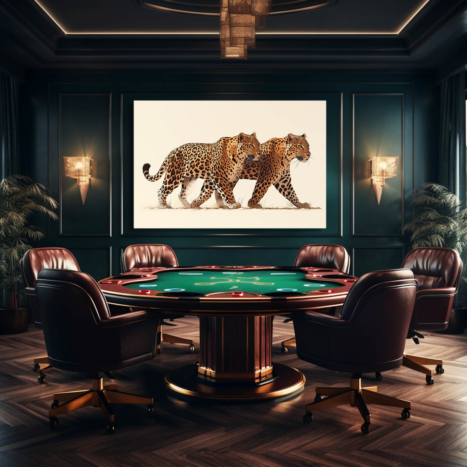 Pair On The Move Leopard Prints – styled in a furnished interior