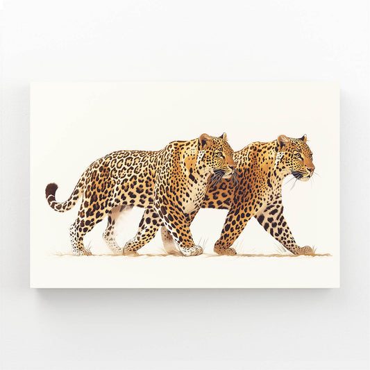 Pair On The Move Leopard Prints – angled canvas view on white background