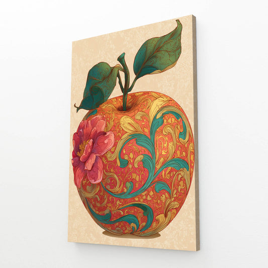 Paisley Vintage Apple Canvas Art – angled canvas view on white background