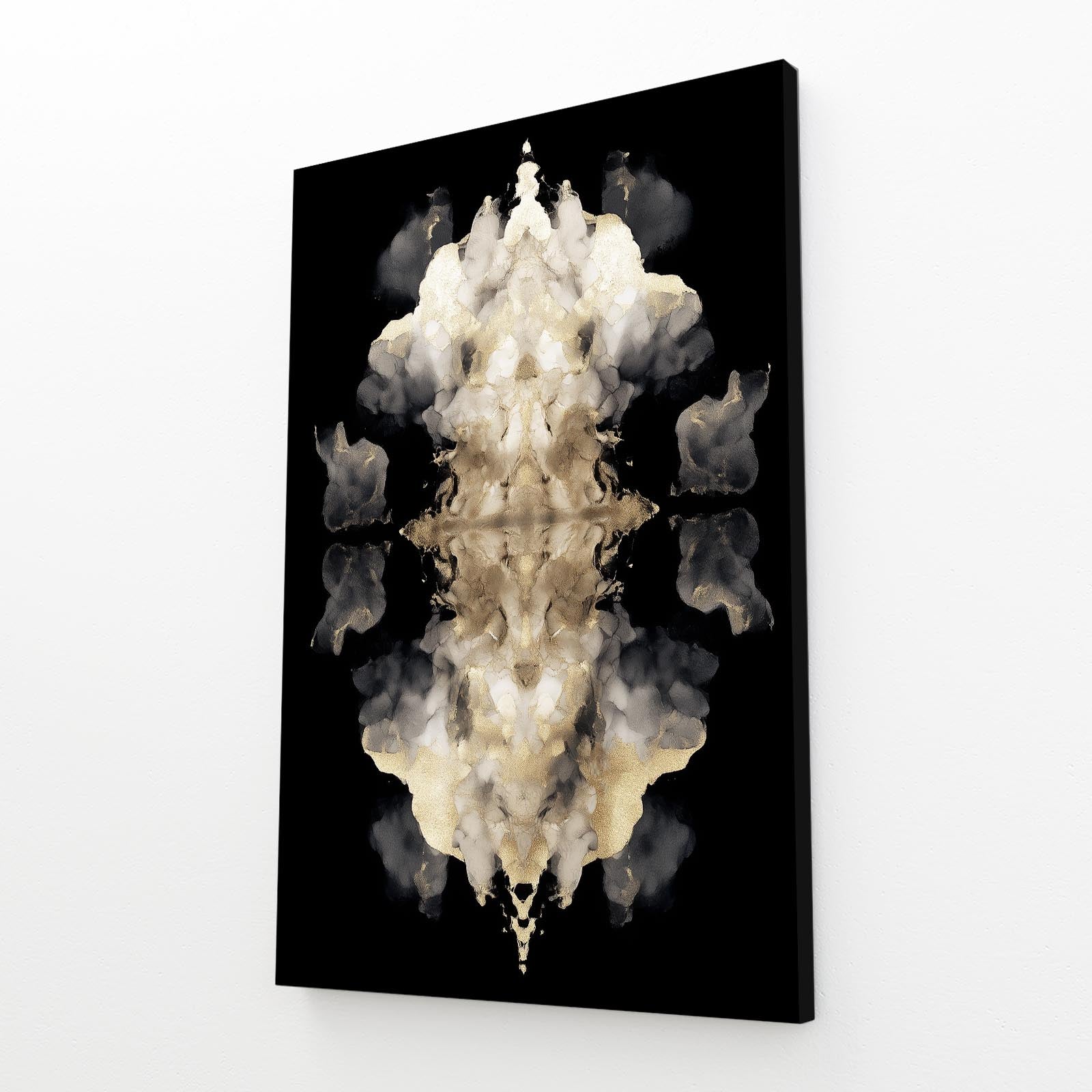 Pale Ink Blot Gold Canvas – angled canvas view on white background