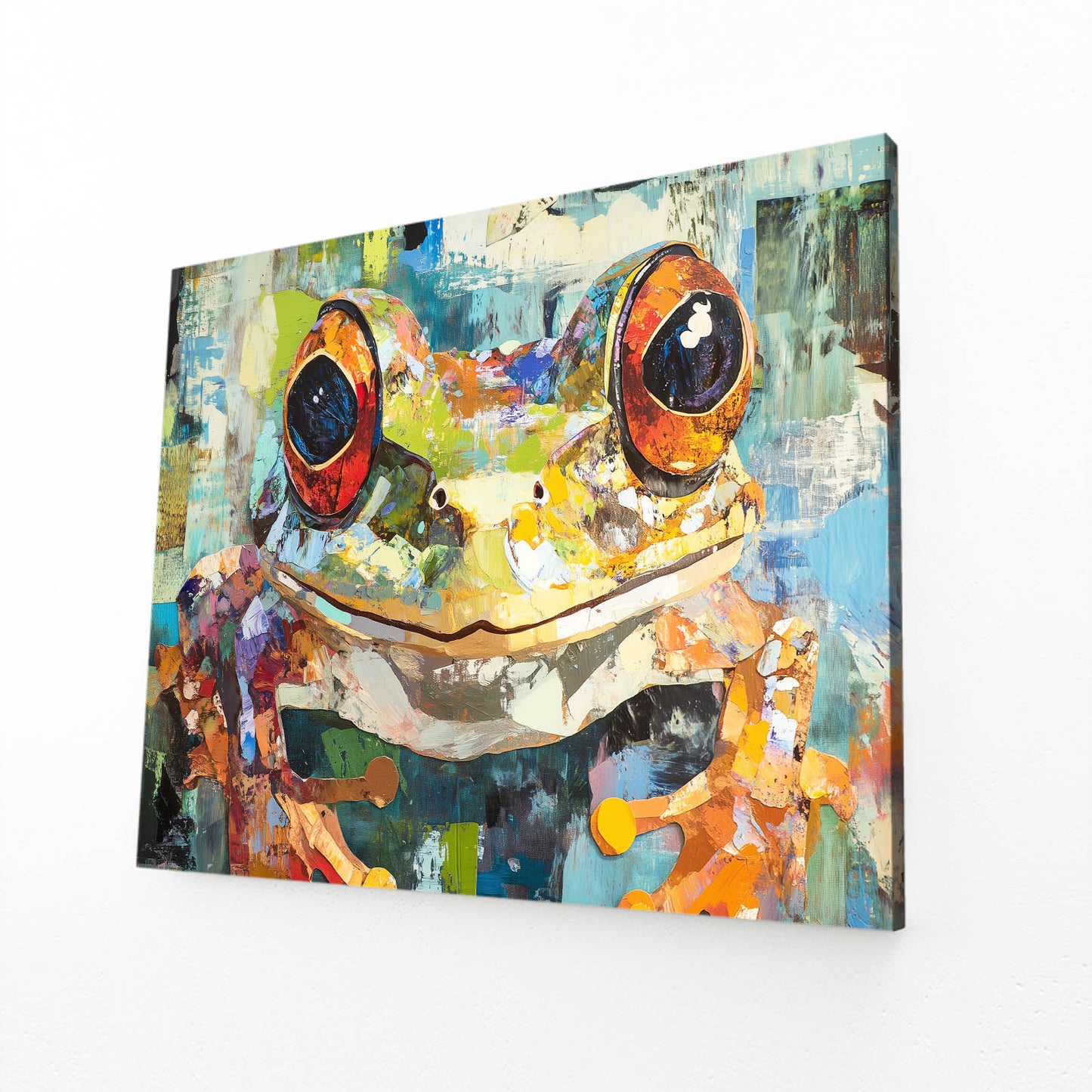 Palette Knife Frog Canvas – angled canvas view on white background