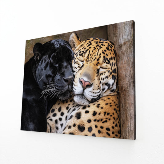 Panther And Leopard Embrace Wall Art