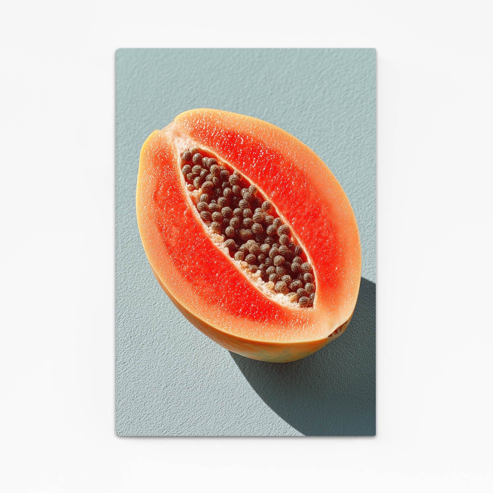 Papaya Half Teal Fruit Art – papaya half teal fruit canvas print
