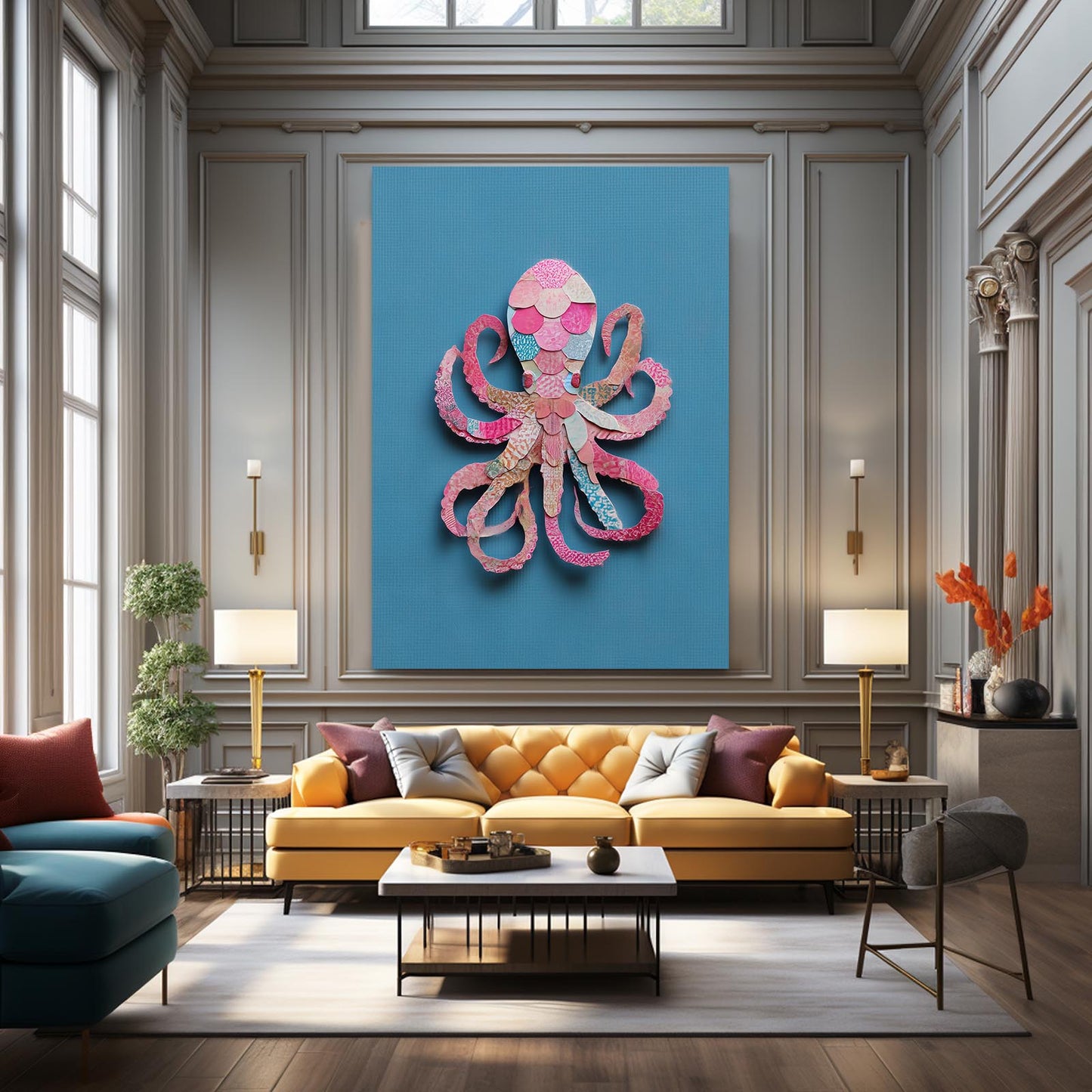 Paper Cut Craft Octopus Wall Art – styled in a furnished interior