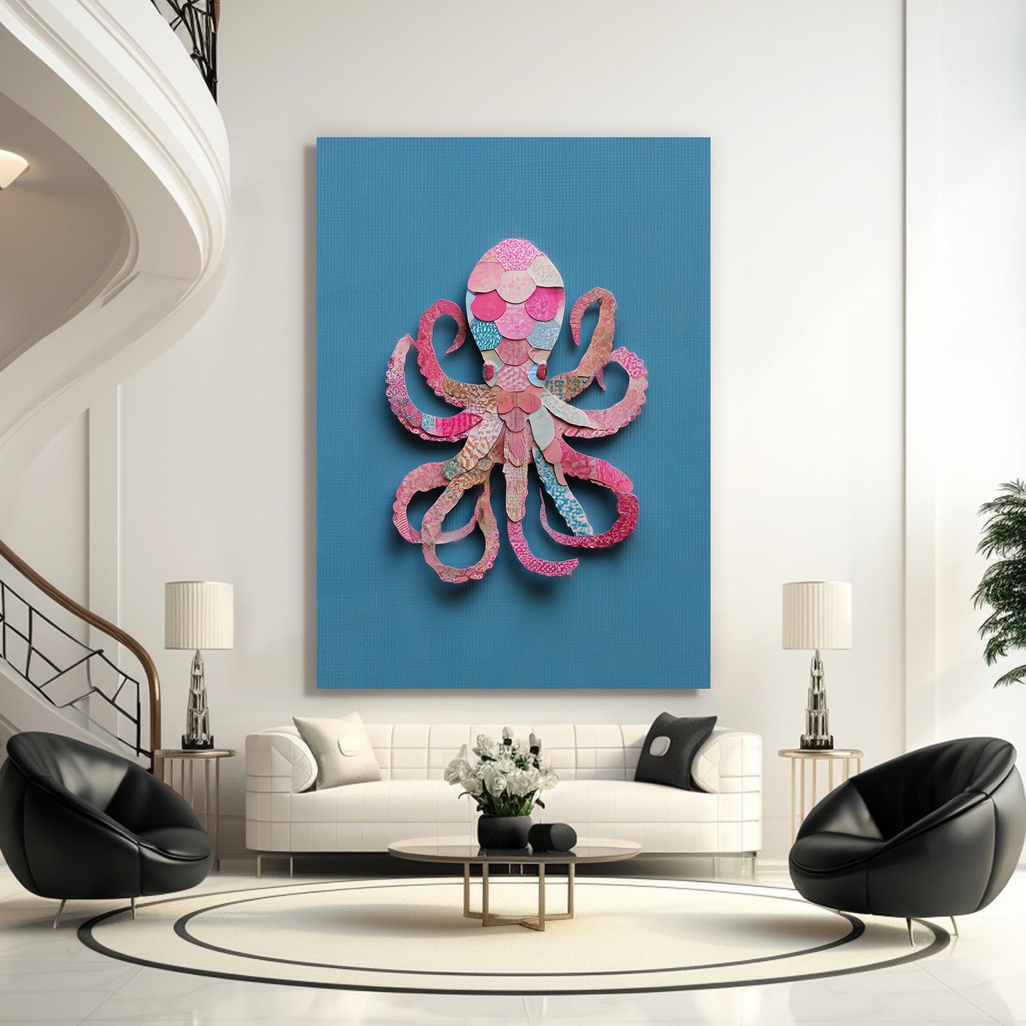 Paper Cut Craft Octopus Wall Art – styled in a furnished interior