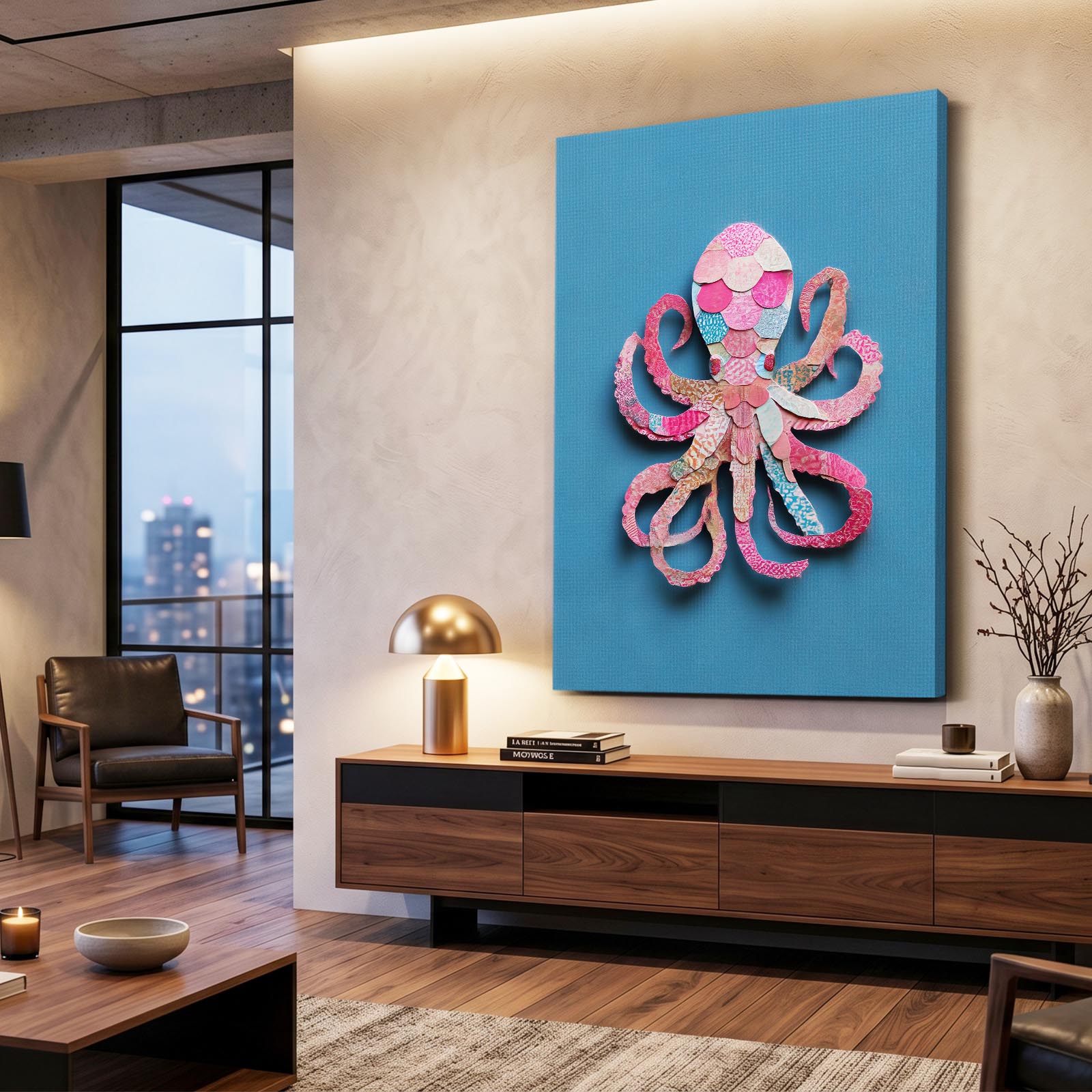Paper Cut Craft Octopus Wall Art – styled in a furnished interior