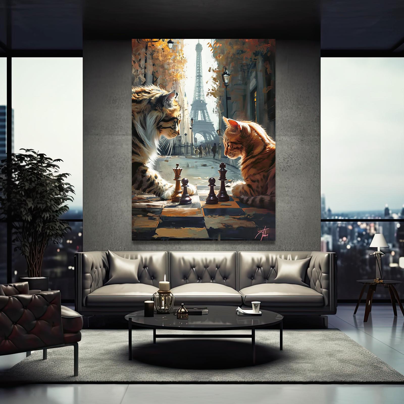 Paris Chess Cats Art