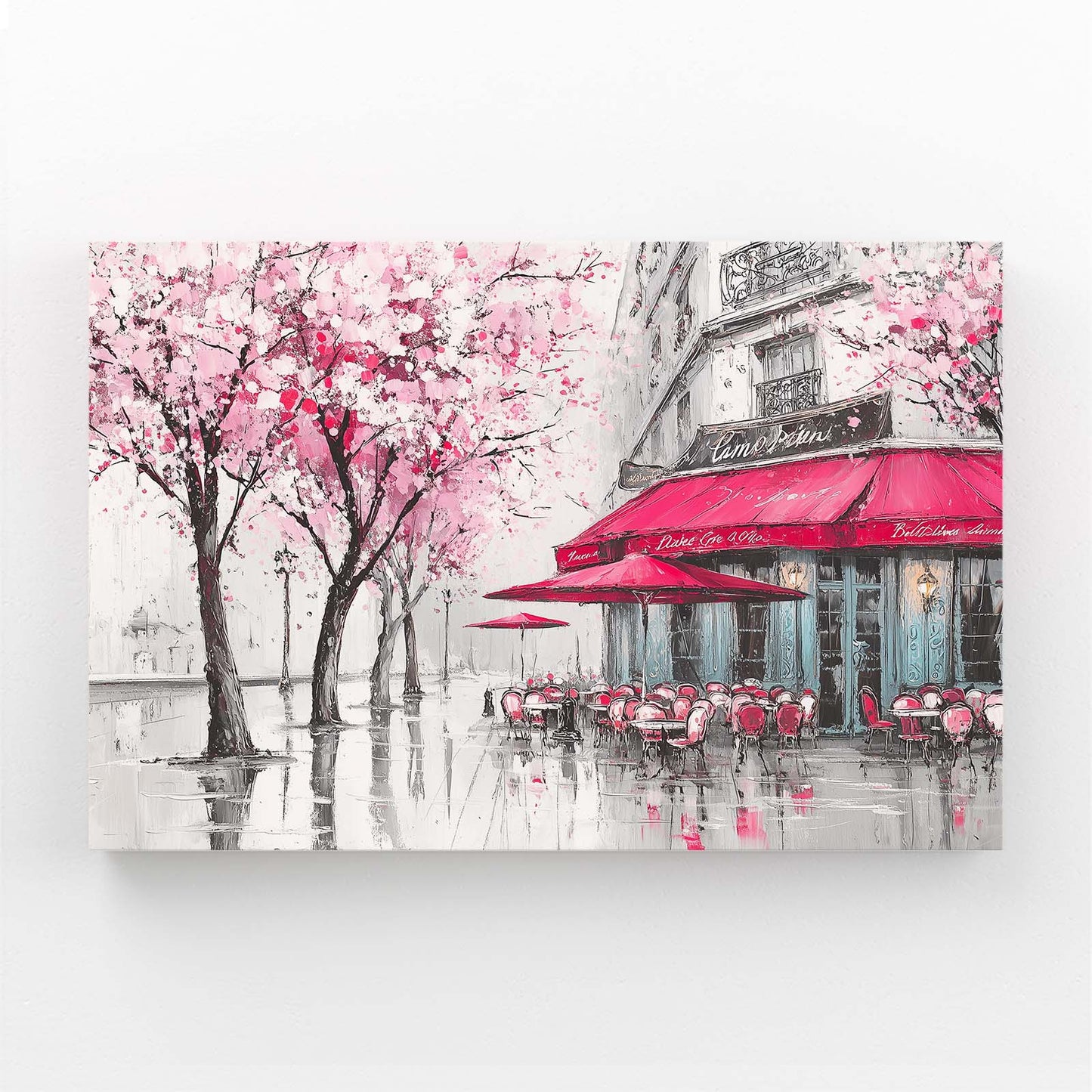 Parisian Cafe Cherry Blossom Prints – parisian cafe cherry blossom canvas print