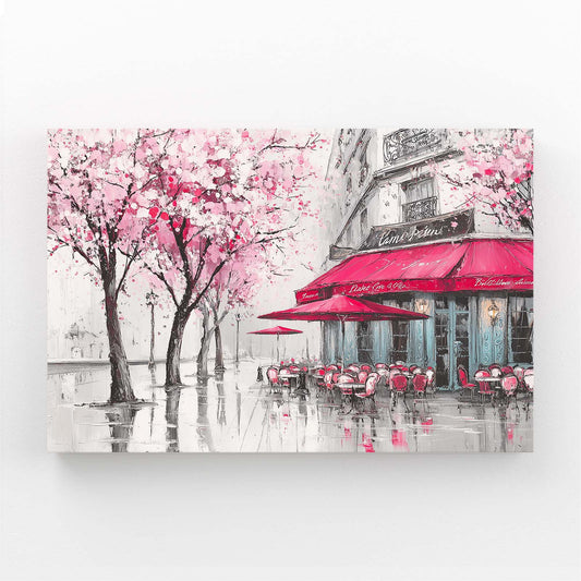 Parisian Cafe Cherry Blossom Prints – parisian cafe cherry blossom canvas print
