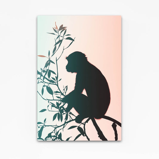 Pastel Branch Silhouette Monkey Art – pastel branch silhouette monkey canvas print