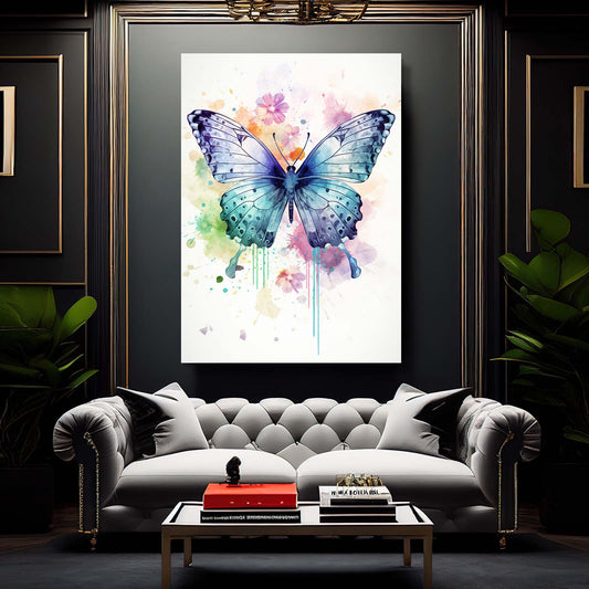 Pastel Butterfly Wall Art — watercolor canvas print in white tones, view 3