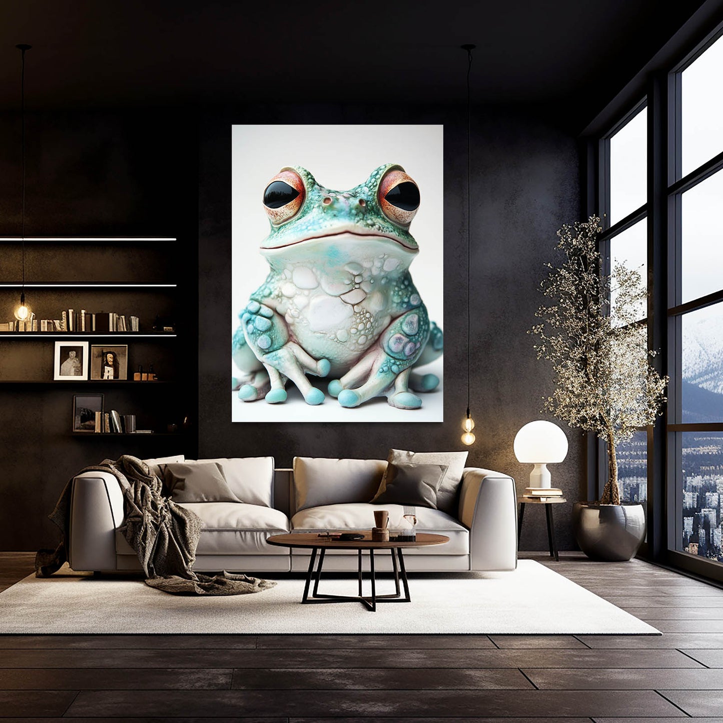 Pastel Ceramic Charm Frog Wall Art – styled in a furnished interior