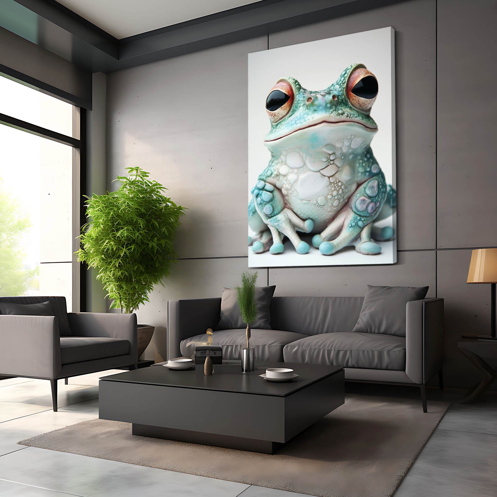 Pastel Ceramic Charm Frog Wall Art – styled in a furnished interior
