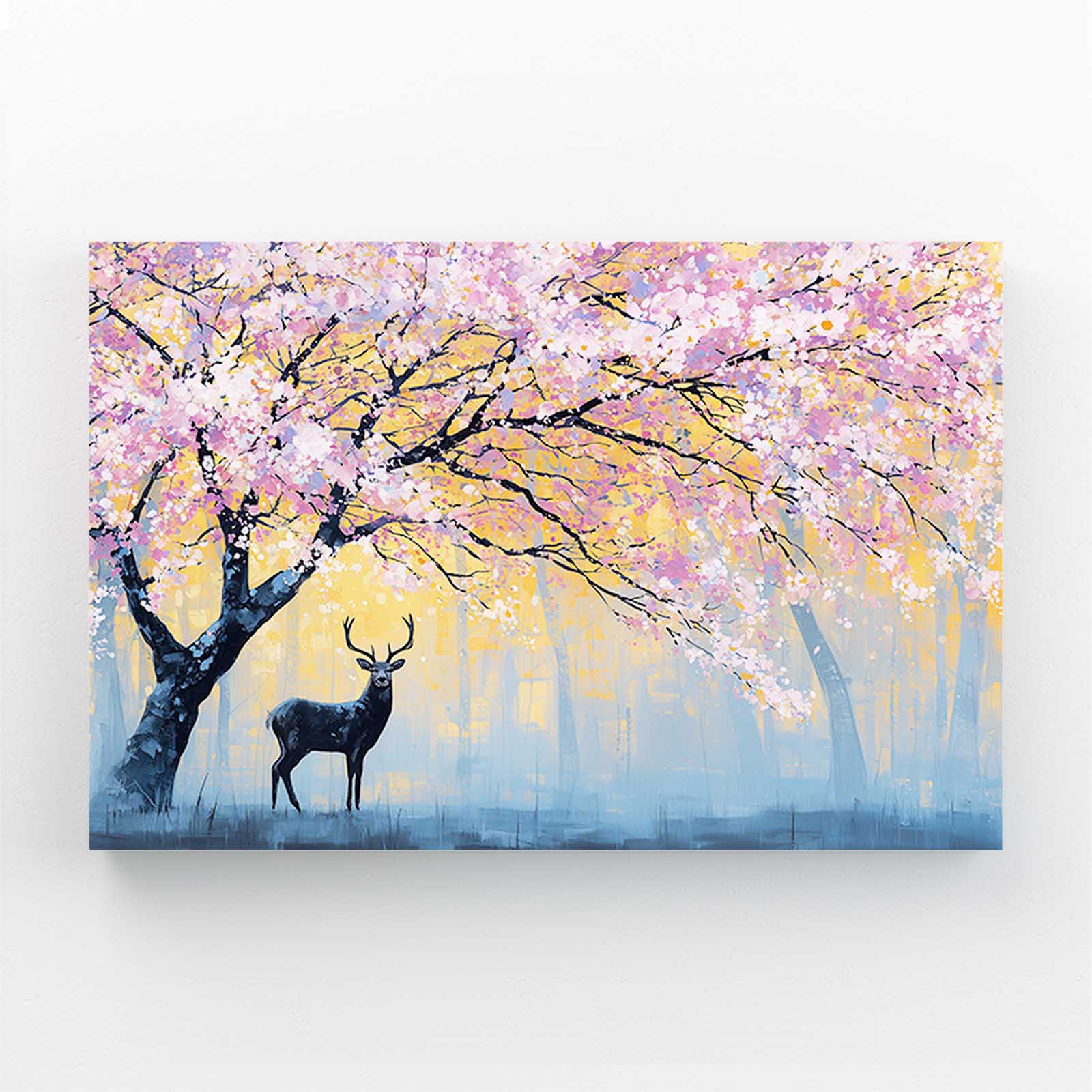 Pastel Deer Grove Cherry Blossom Canvas Art – pastel deer grove cherry blossom canvas print