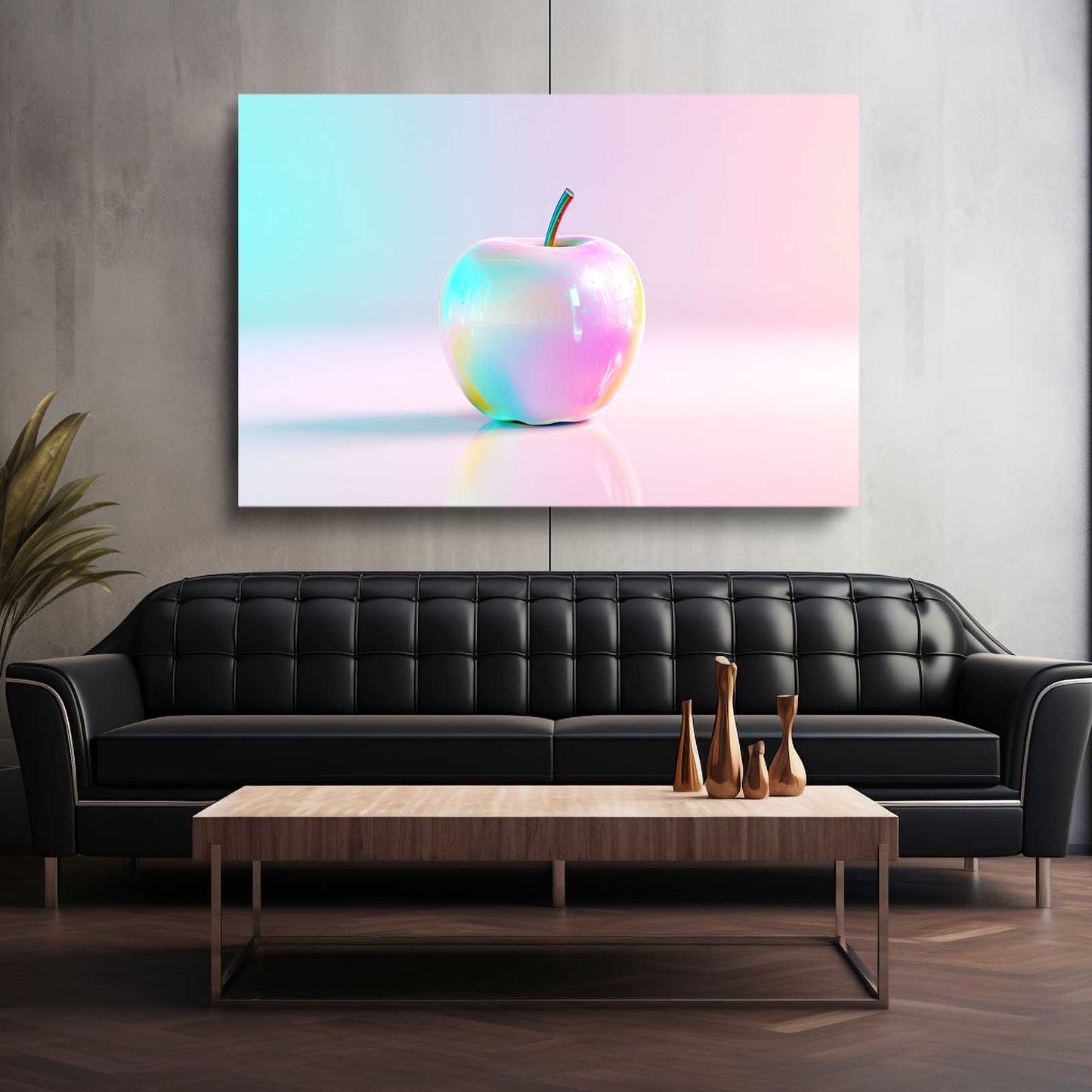 Pastel Iridescent Apple Wall Art – styled in a furnished interior