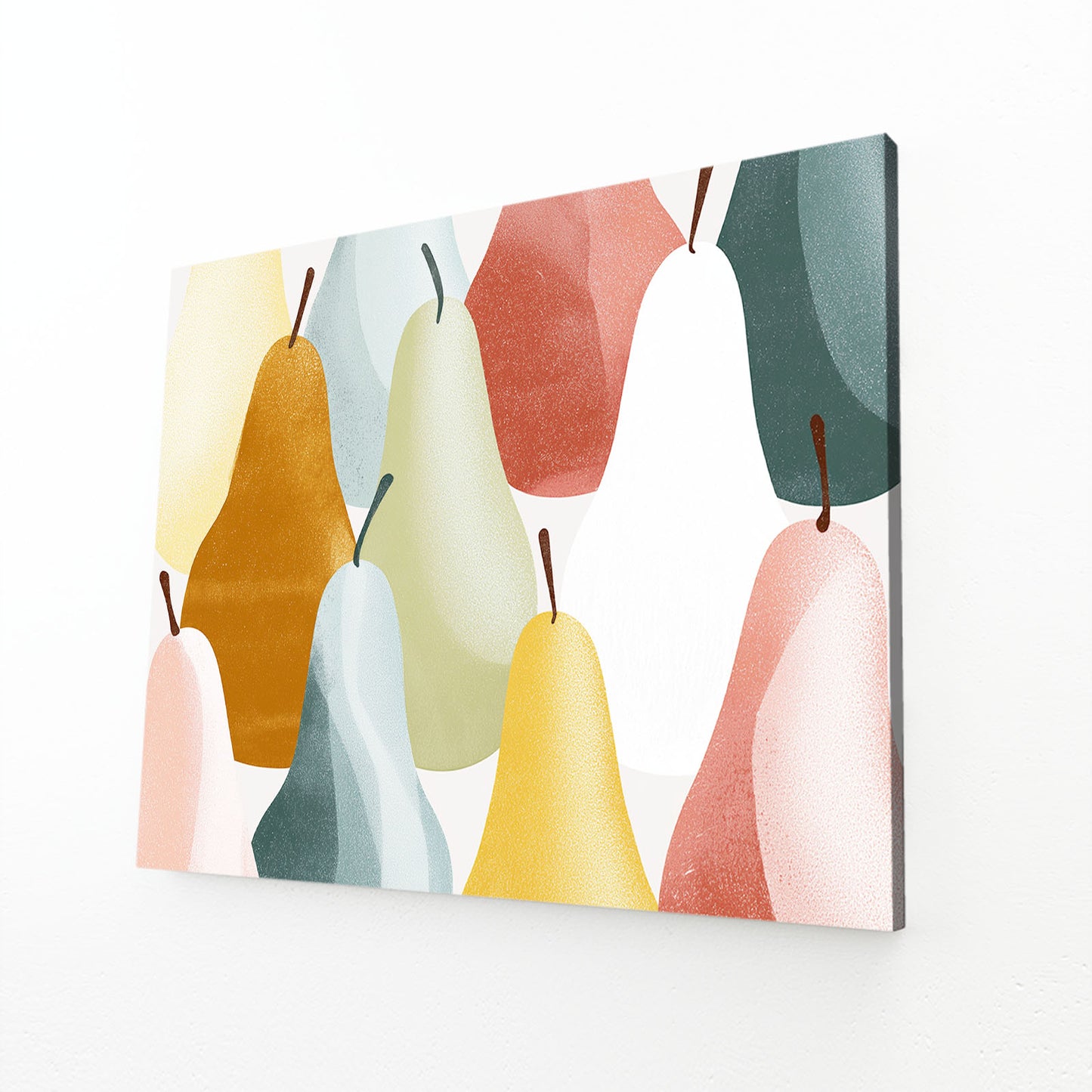 Pastel Pear Pattern Fruit Canvas – angled canvas view on white background