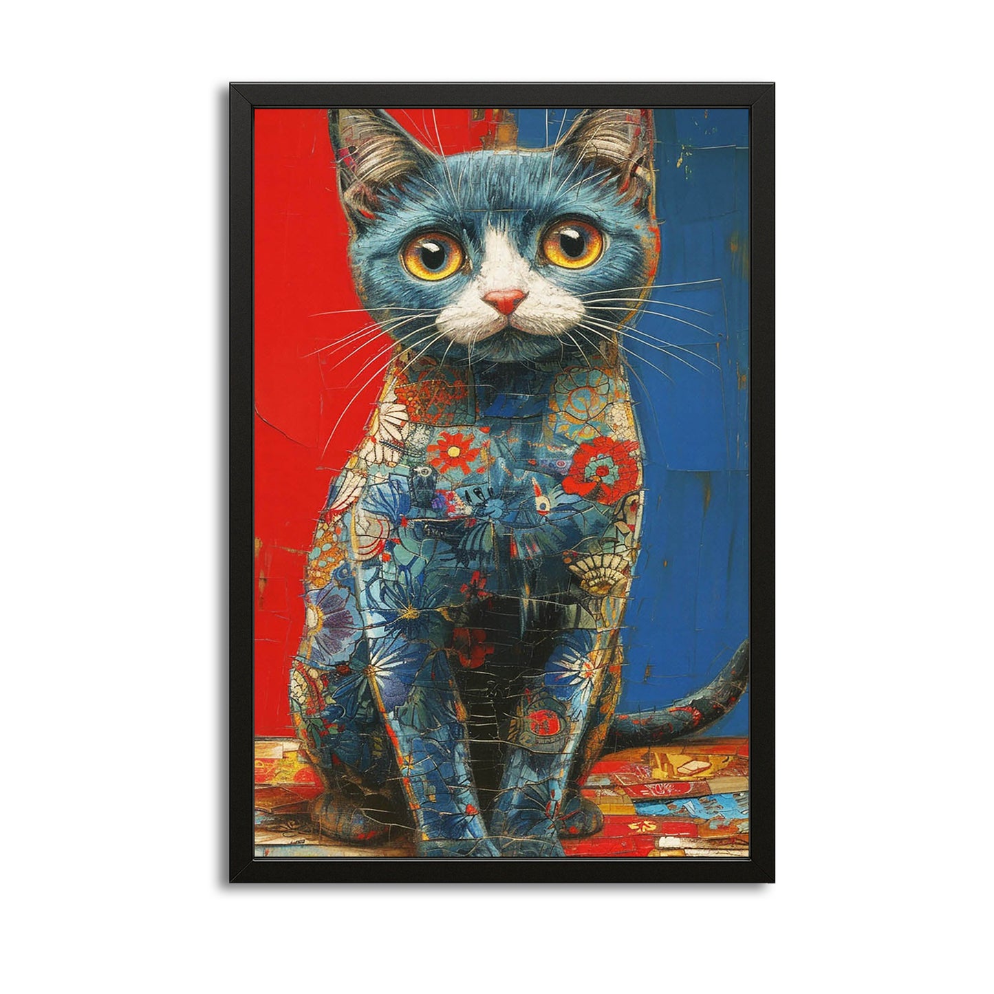 Patchwork Blue Cat Art